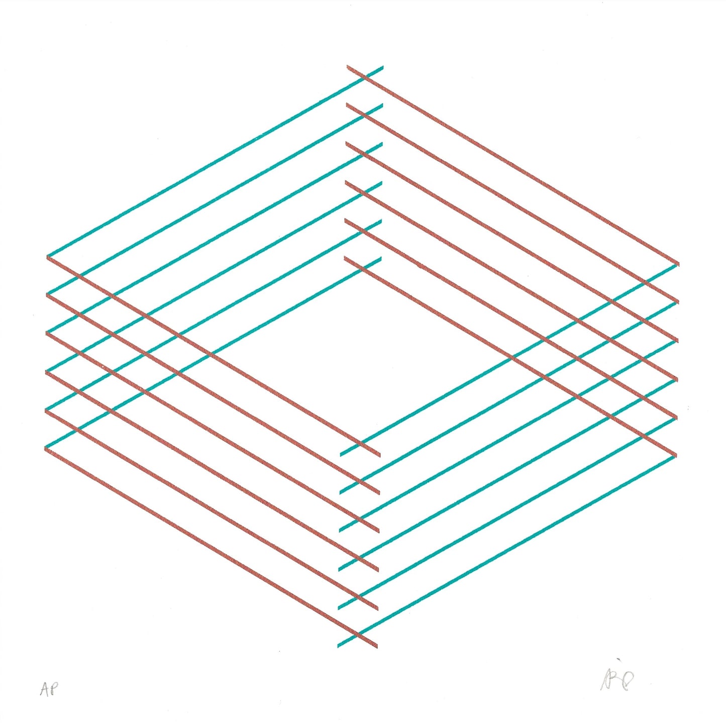 Geo Lines Framed Screen Print