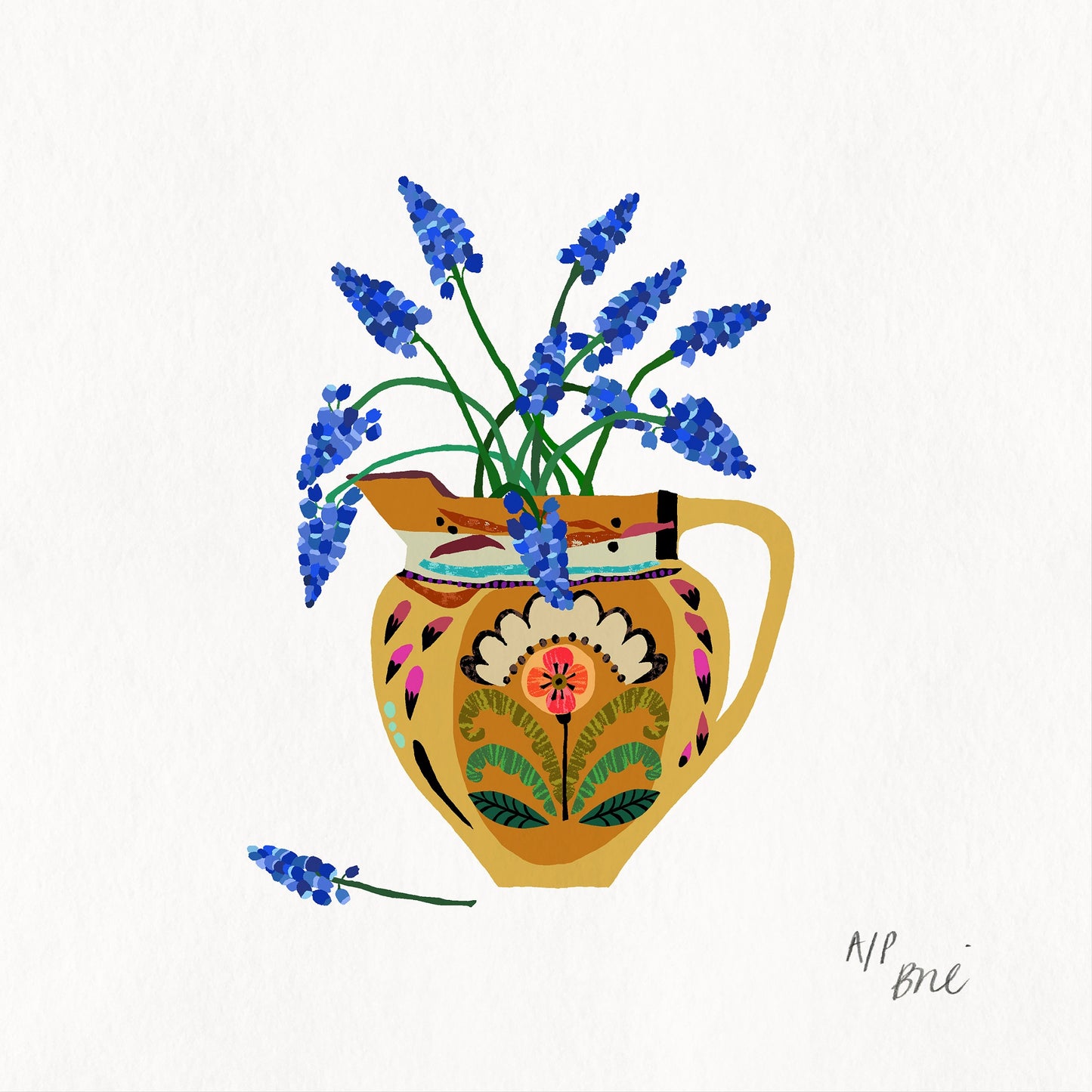 Muscari Flowers Framed Giclée Print